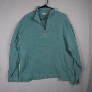 Tommy Bahama Men’s L Quarter Zip Pullover Sweater Blue Teal Cotton Blend